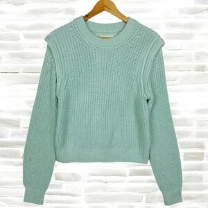 Abercrombie & Fitch Soft Chunky Knit Crewneck Boxy Pullover Sweater Seafoam S